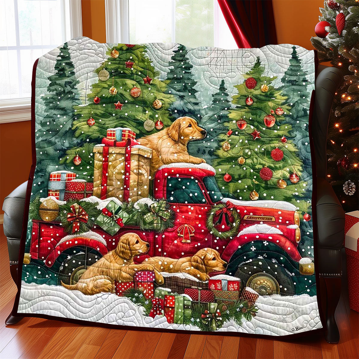 Snowy Red Truck WP1008023CL Quilt