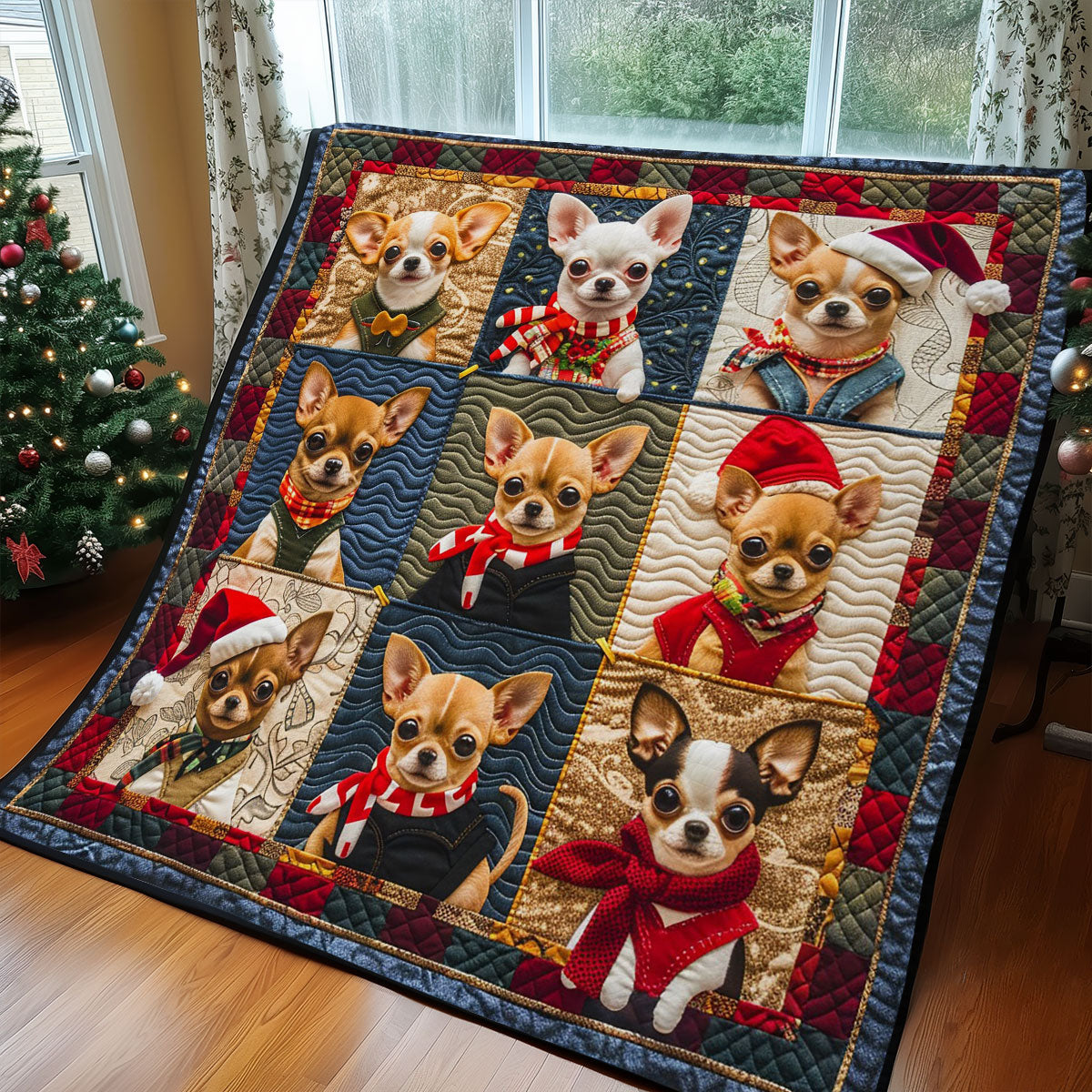 Joyful Christmas Chihuahua WM2808054CL Quilt