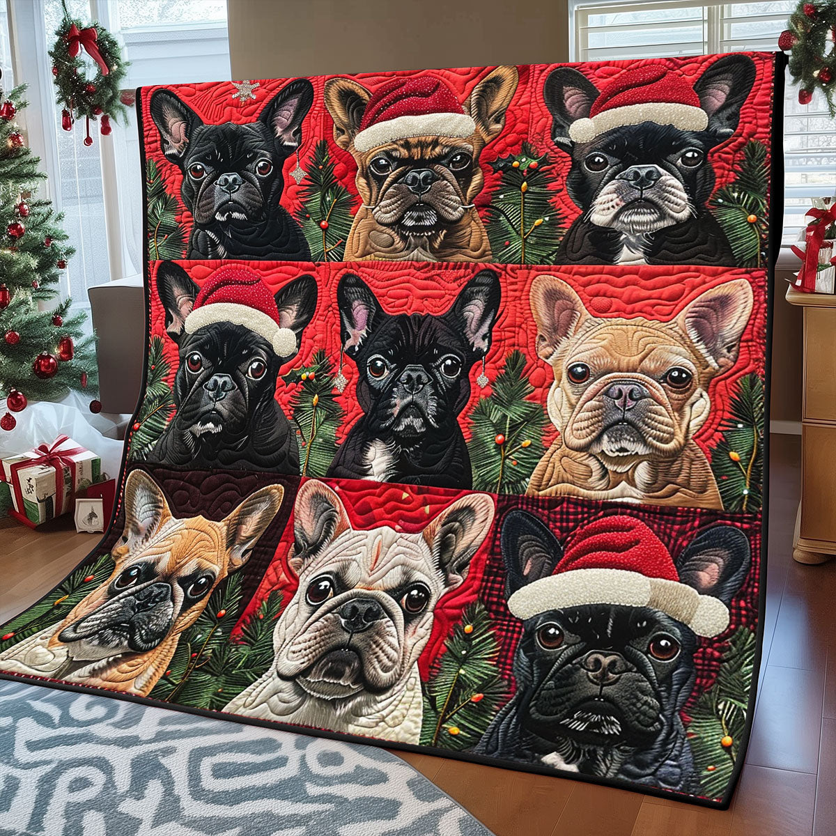 French Bulldogs Christmas XR1308019CL Quilt