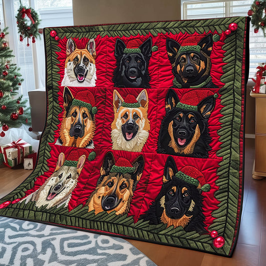 German Shepherds Wearing Christmas Hats XR1508021CL Quilt