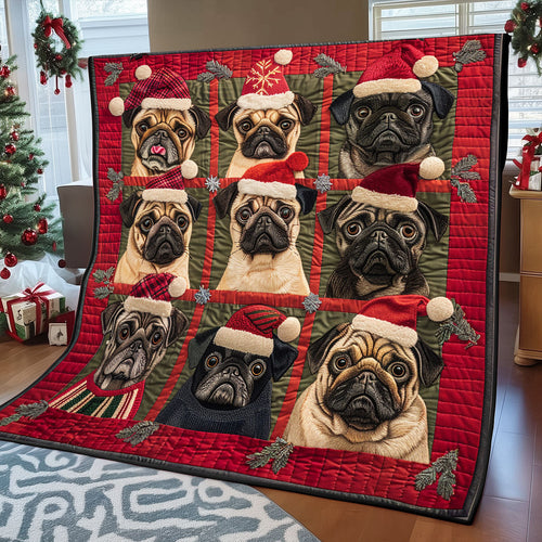 Merry Barkmas Pug XR1308015CL Quilt