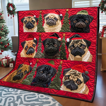Pug Festive Furry Friends XR1308011CL Quilt