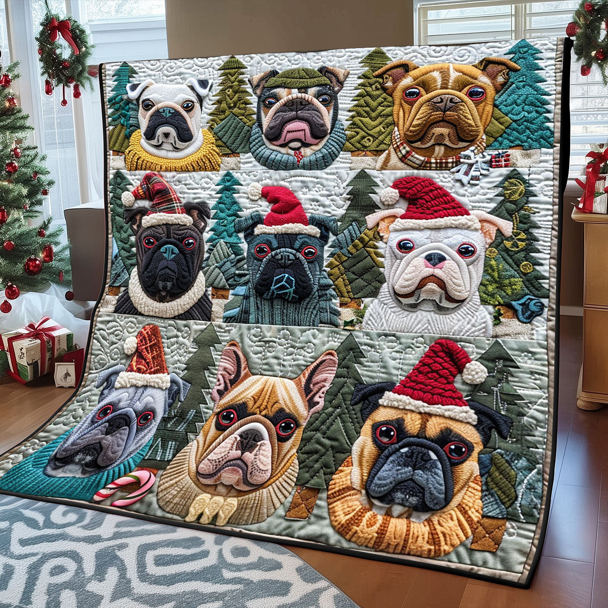 Yuletide Pup Bulldogs XR1308045CL Quilt