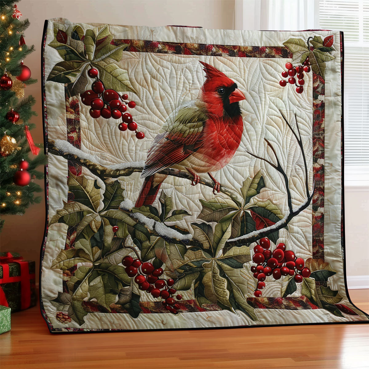 Cardinals And Berries WM2008033CL Quilt