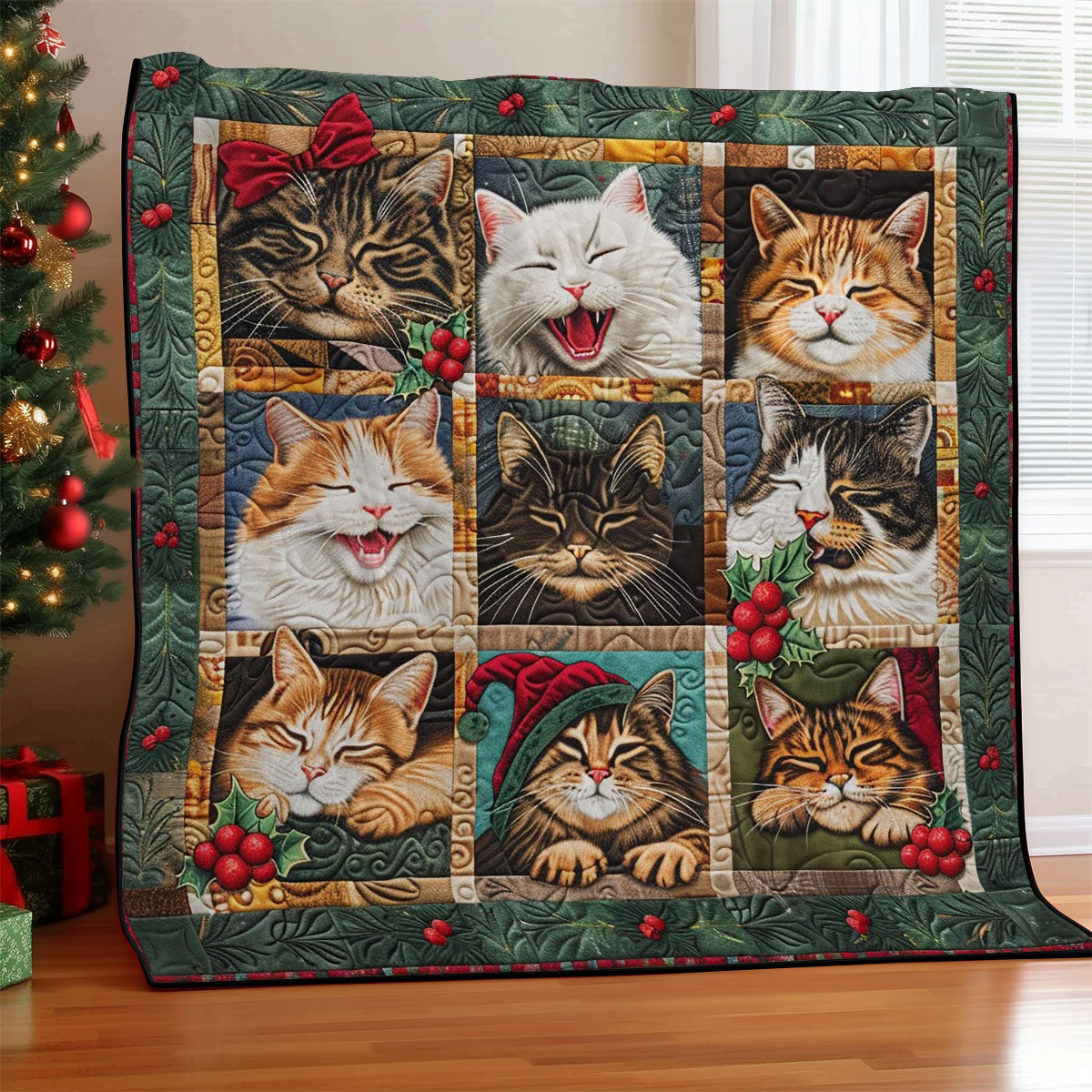 Christmas Yaw Cat WM1408063CL Quilt