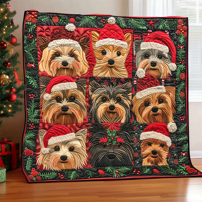 Cute 9 Yorkshire Terriers Christmas XR1508029CL Quilt