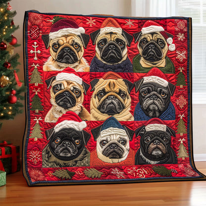 Holiday Woof Pugs XR1308018CL Quilt