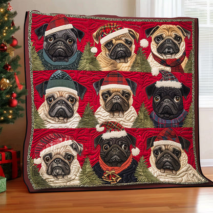 Pug Christmas Hats XR1308014CL Quilt