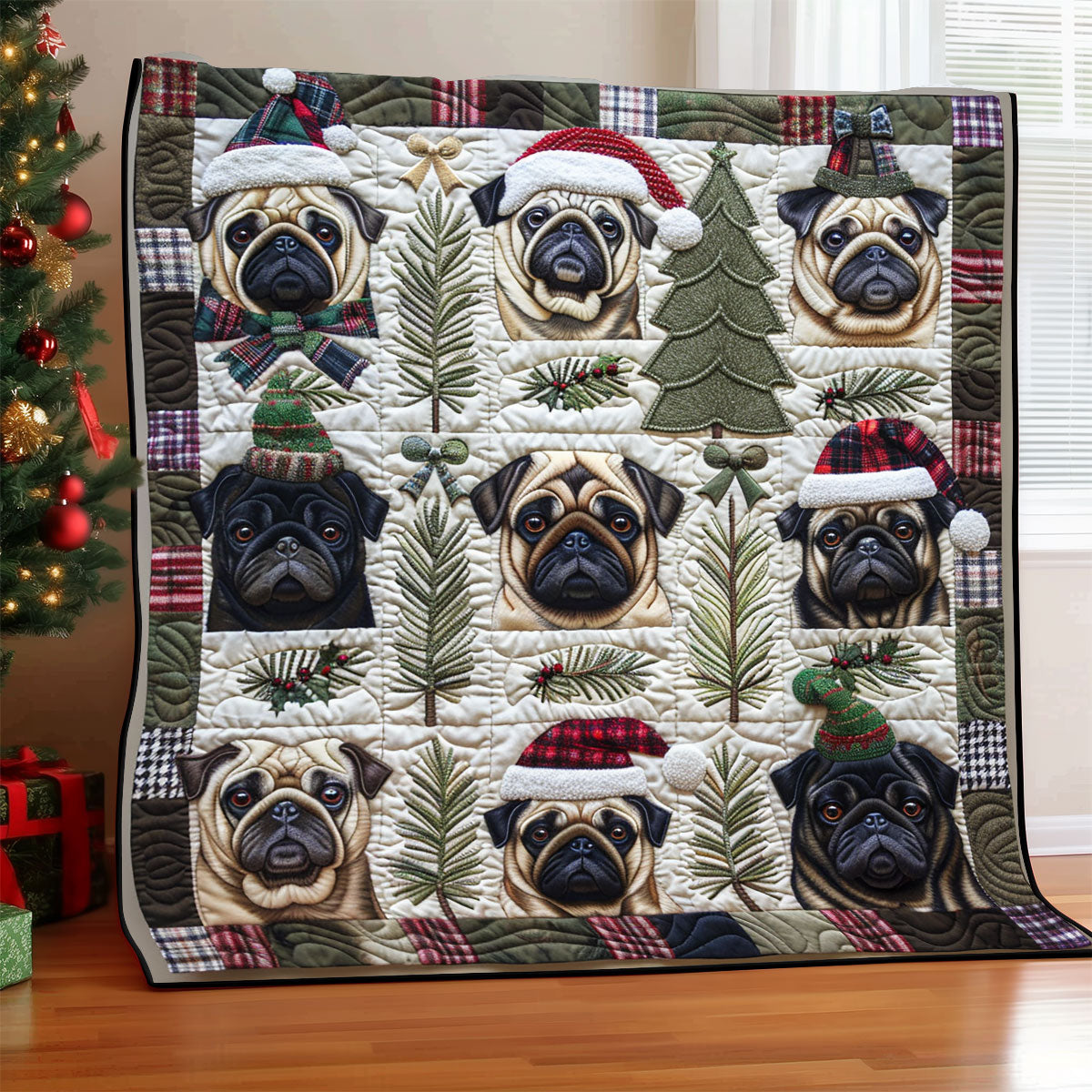 Pugs Christmas XR1308002CL Quilt