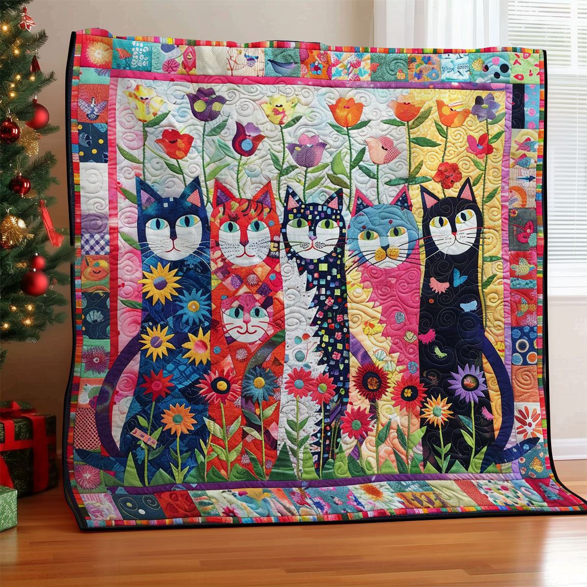 Rainbow Garden Cat WM1908003CL Quilt