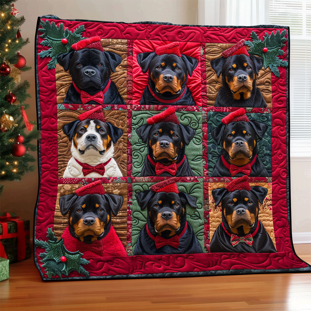 Rottweilers Love Christmas XR1508025CL Quilt