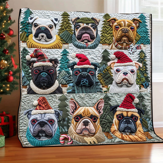 Yuletide Pup Bulldogs XR1308045CL Quilt