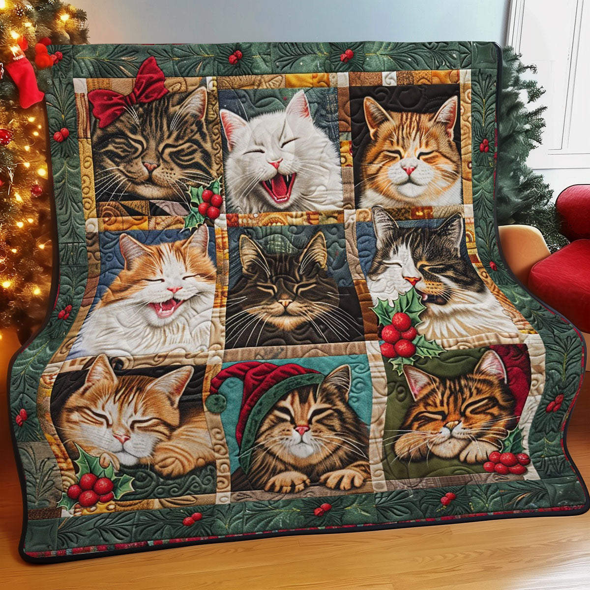 Christmas Yaw Cat WM1408063CL Quilt