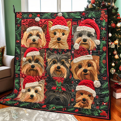 Cute 9 Yorkshire Terriers Christmas XR1508029CL Quilt