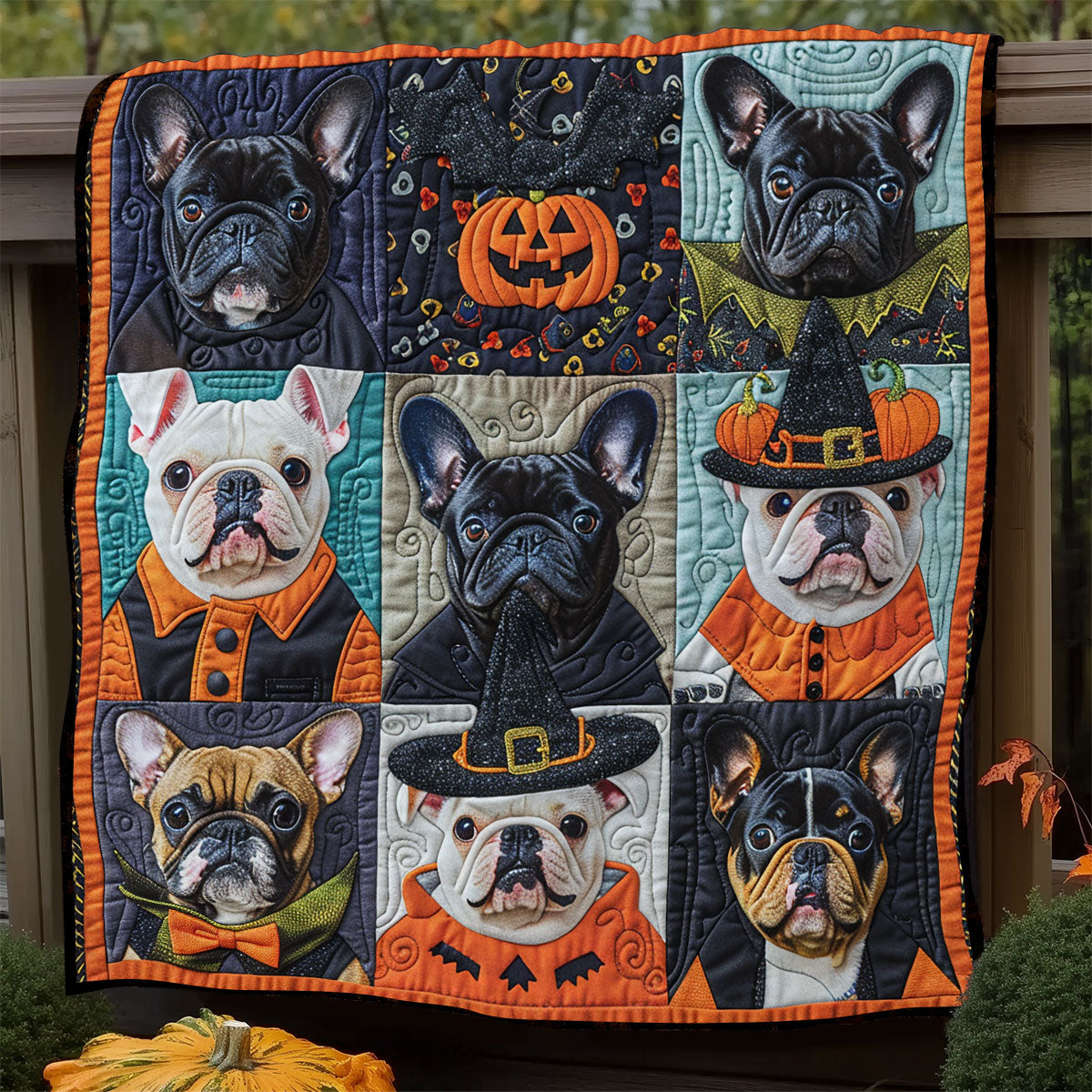 Cute Halloween French Bulldogs XR1908034CL Quilt