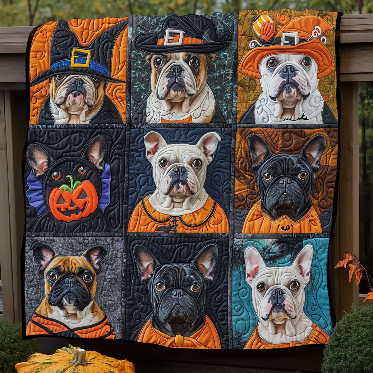 French Bulldog Witches XR1908041CL Quilt
