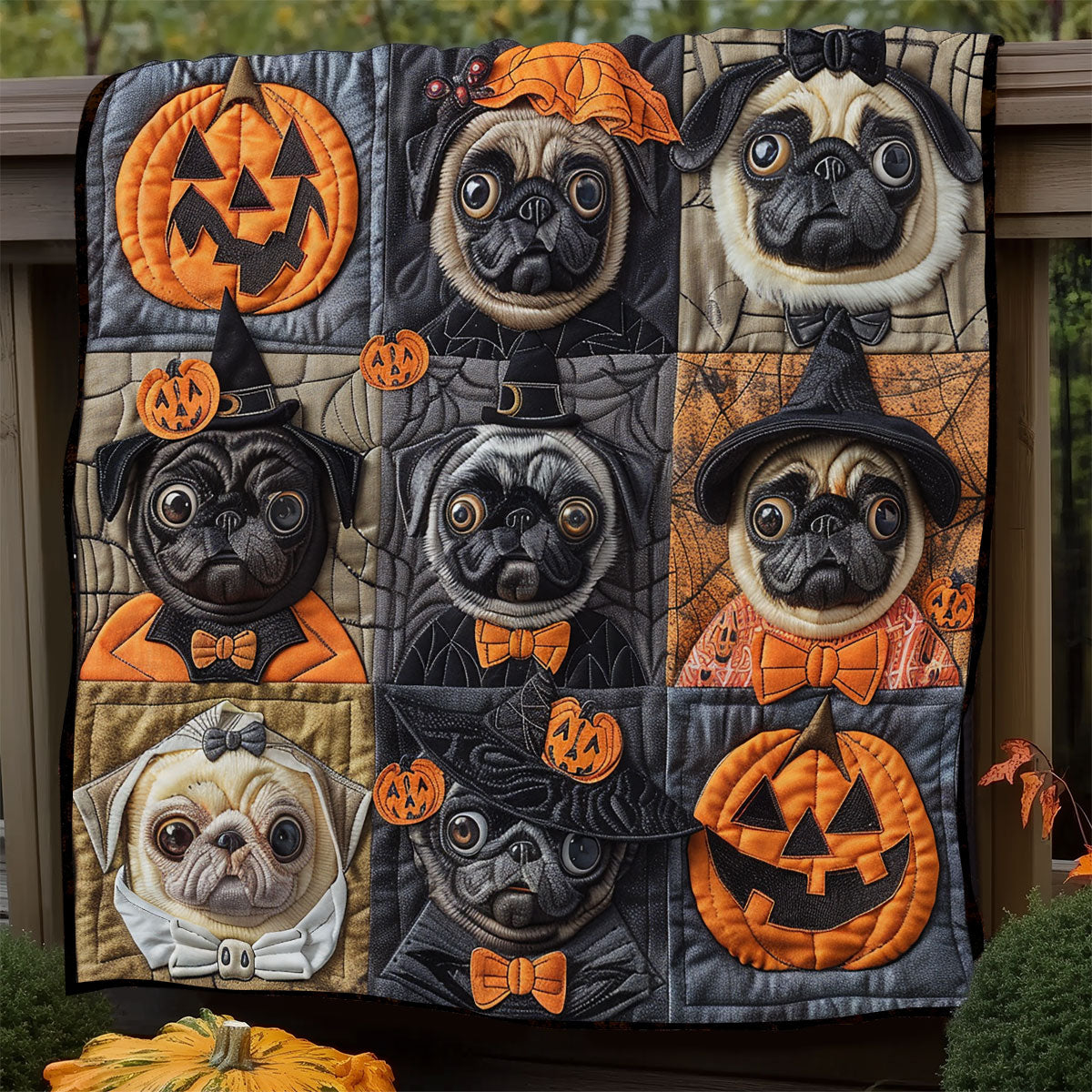 Ghostly Pugs XR1908019CL Quilt
