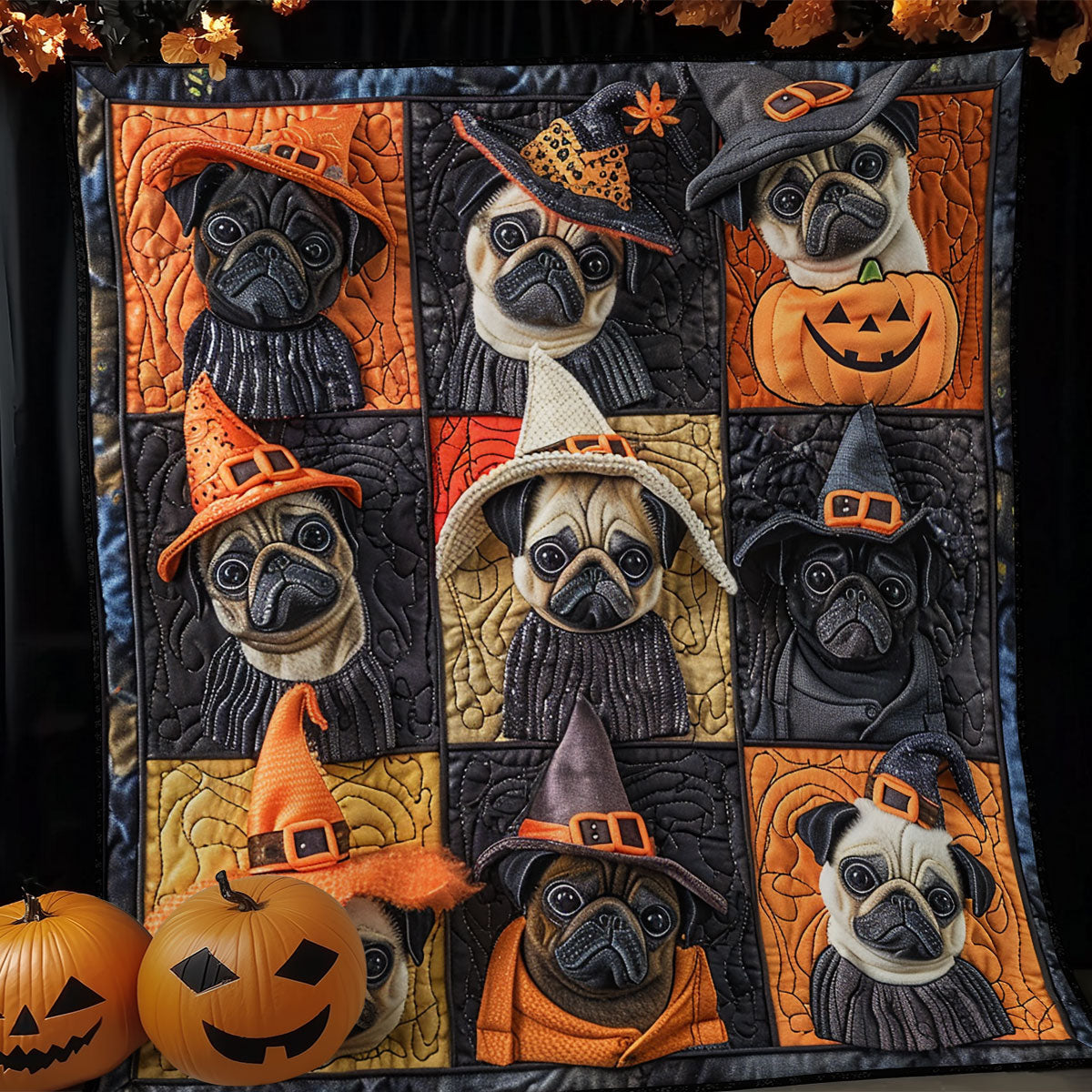 Boo Bark Pugs XR1908024CL Quilt