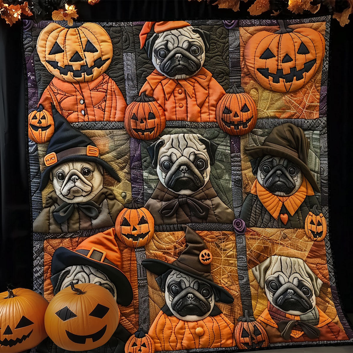 Fright Night Pugs XR1908021CL Quilt