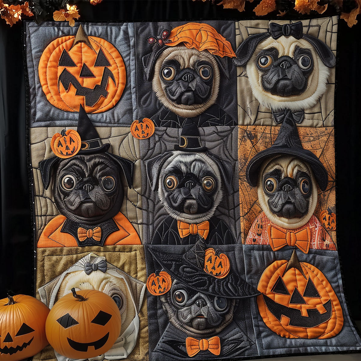 Ghostly Pugs XR1908019CL Quilt