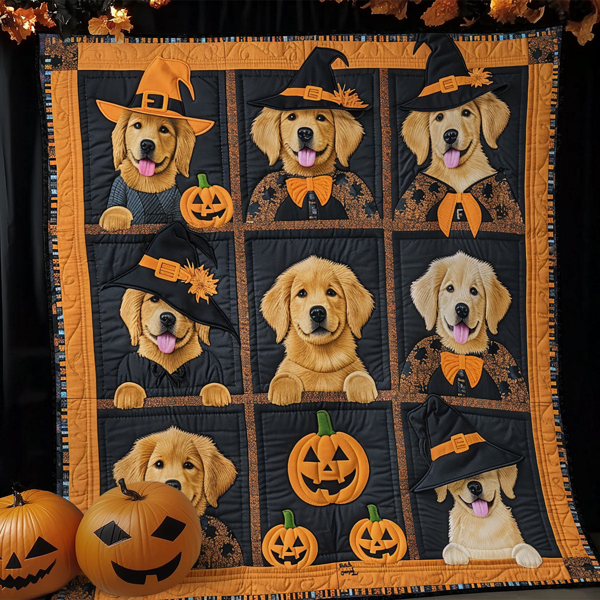 Golden Retriever Witches XR1908029CL Quilt