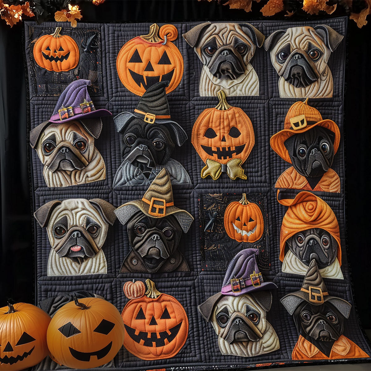 Spooky Pugs XR1908025CL Quilt