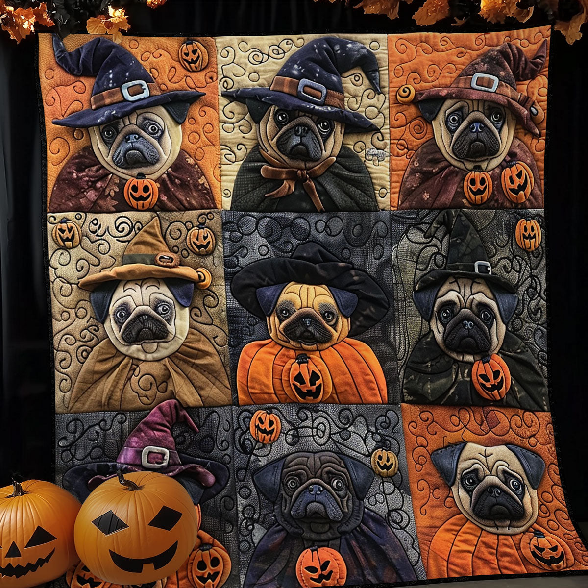 Trick Or Treat Pugs XR1908023CL Quilt