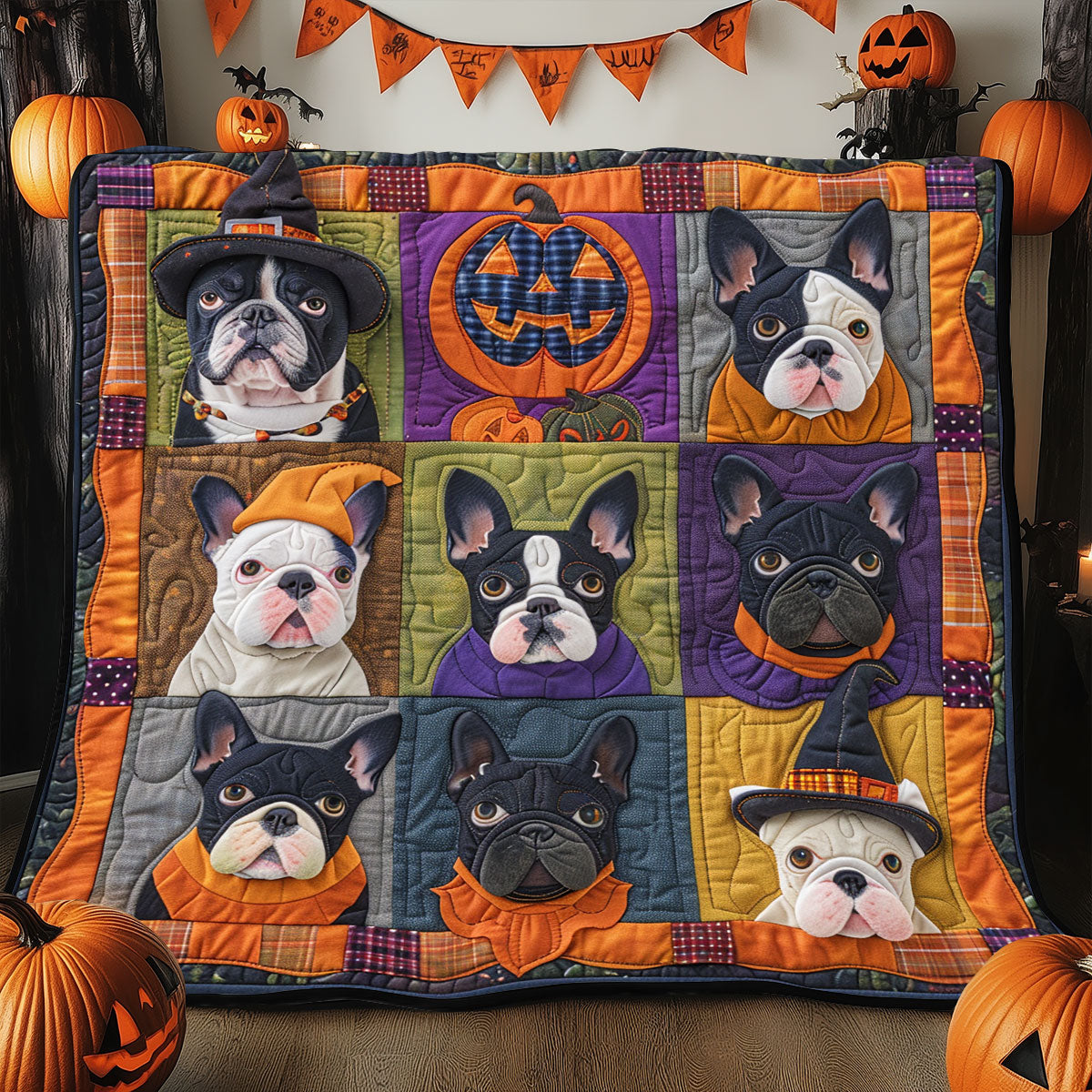 Baby French Bulldog Witches XR1908051CL Quilt