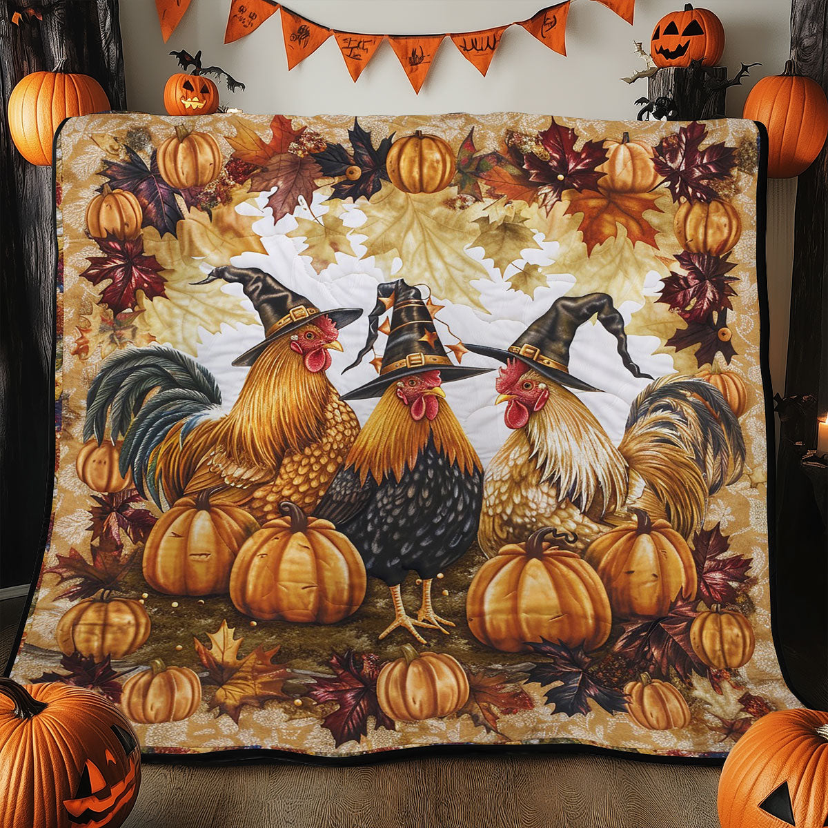 Chickens In Halloween WM2908044CL Quilt