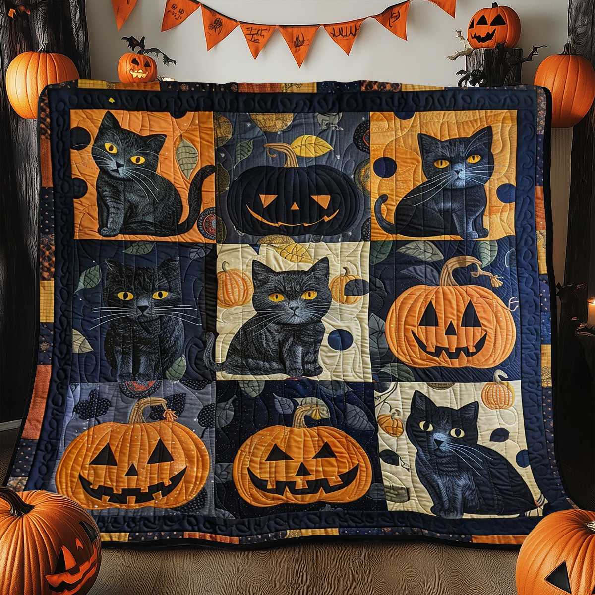 Dark Cartoon Cat WM2908025CL Quilt