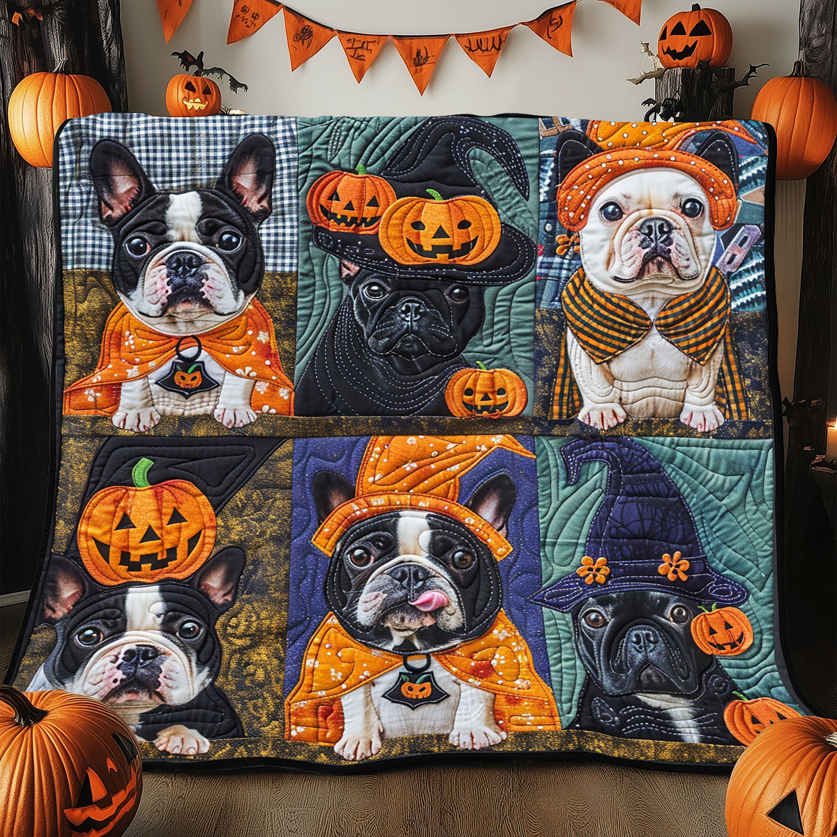Frightful French Bulldogs XR1908040CL Quilt