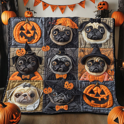 Ghostly Pugs XR1908019CL Quilt