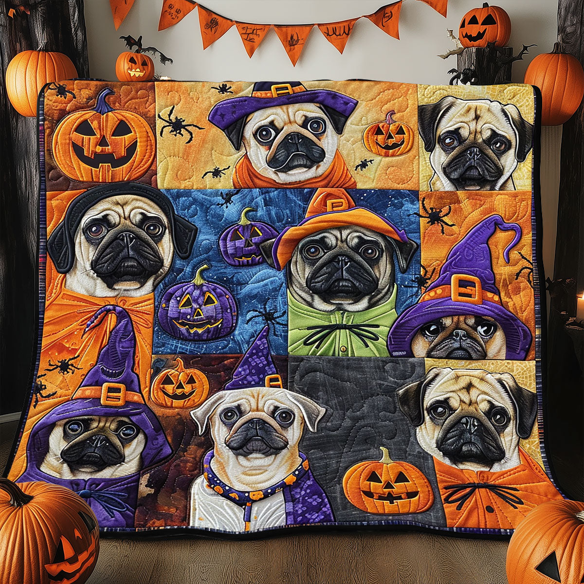 Pug Witches XR1908010CL Quilt