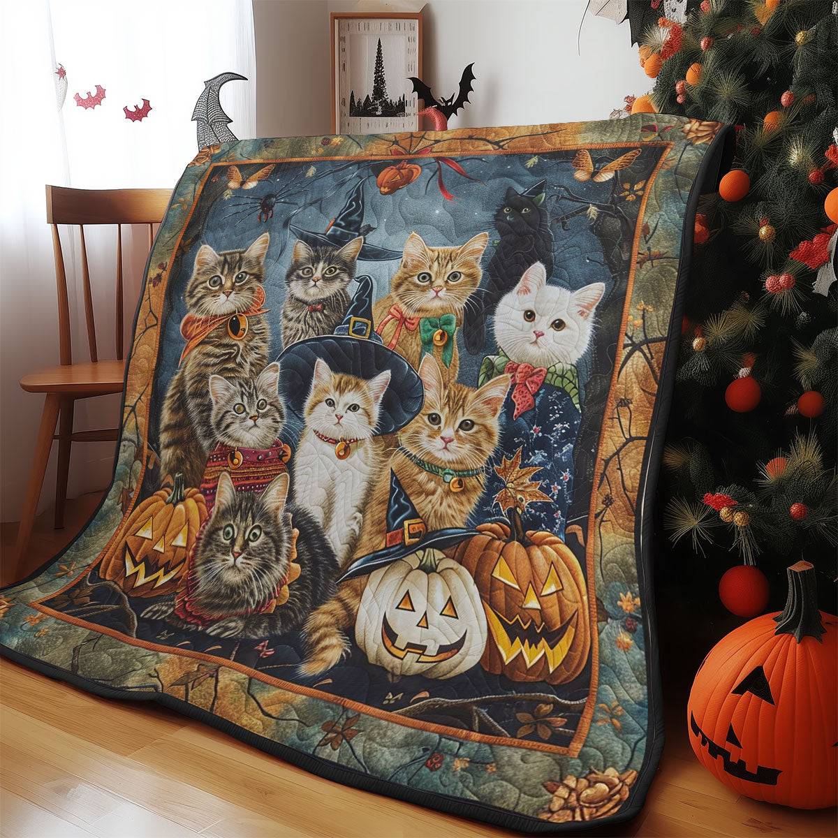 Dark Pumpkins Cat WM3008005CL Quilt