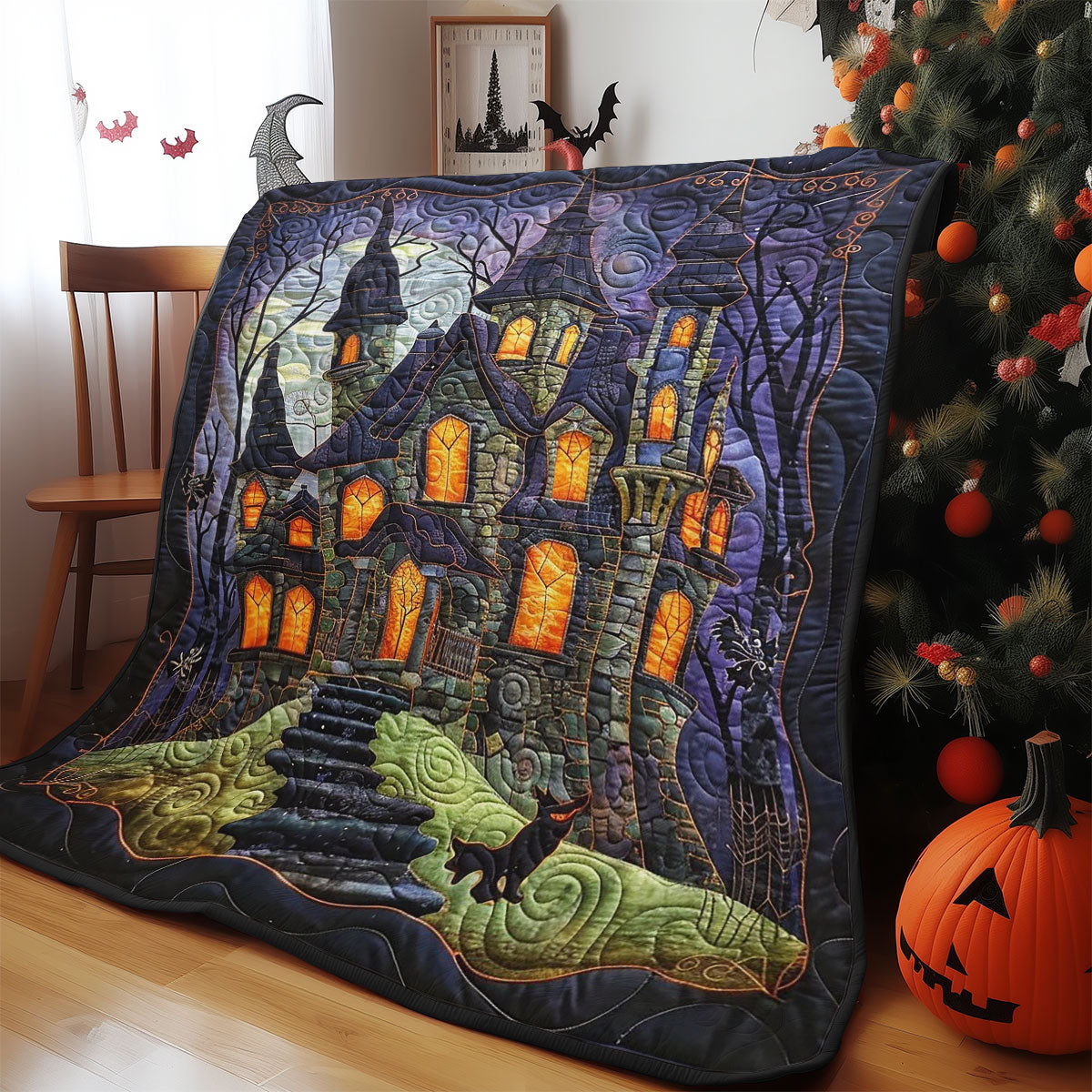 Scary Ghost House WM3008013CL Quilt