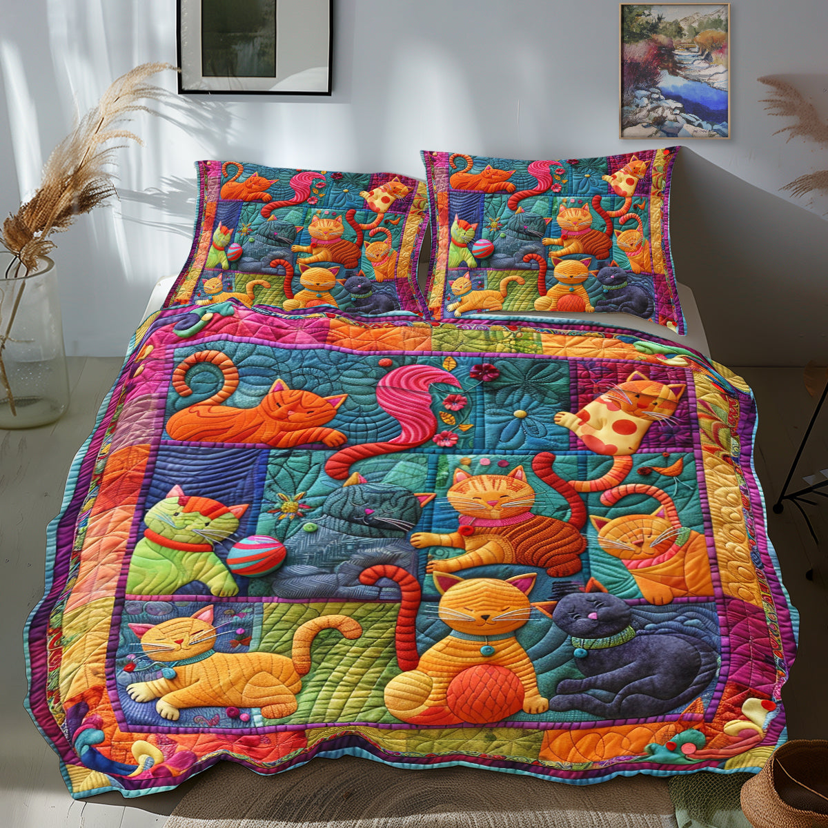 Cute Cats And Colorful Yarns XR0808061CL Duvet Cover Set