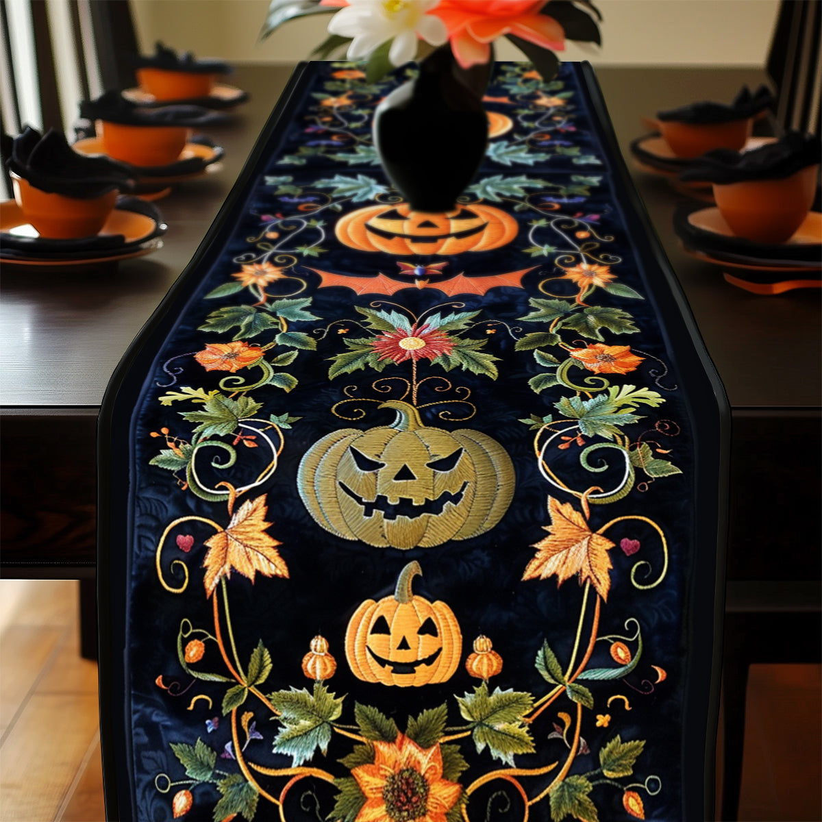 Pumpkin Halloween XR2808022CL Quilted Table Runner