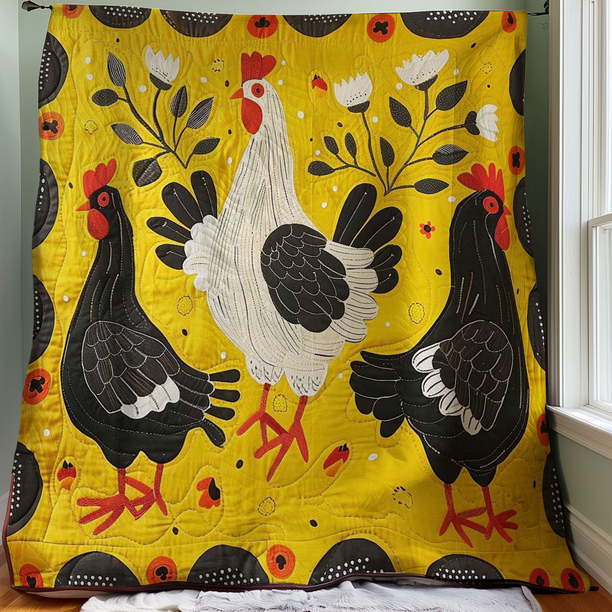 Black White Chickens WM2507001CL Quilt