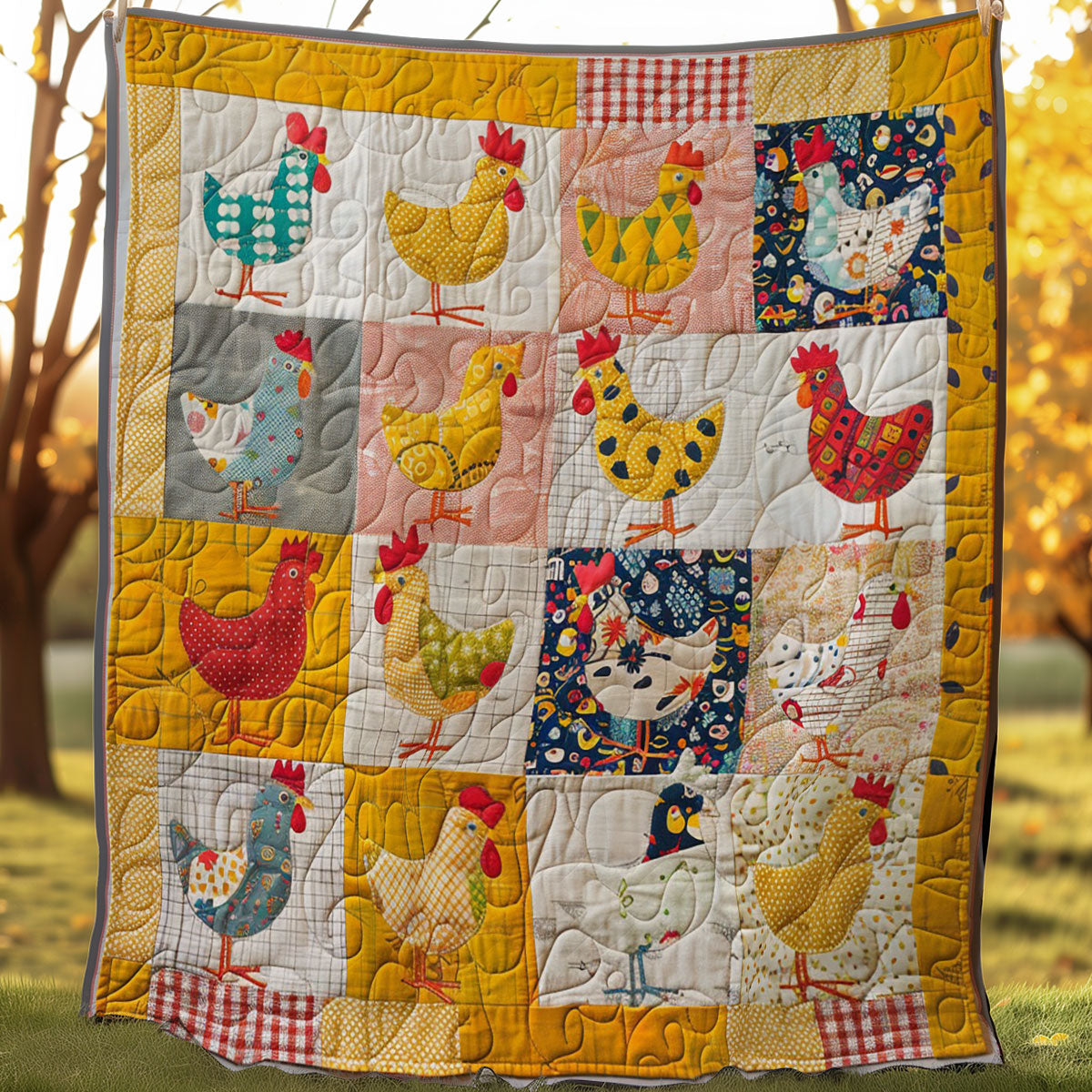 Cartoon Yellow Chickens WM2407008CL Quilt