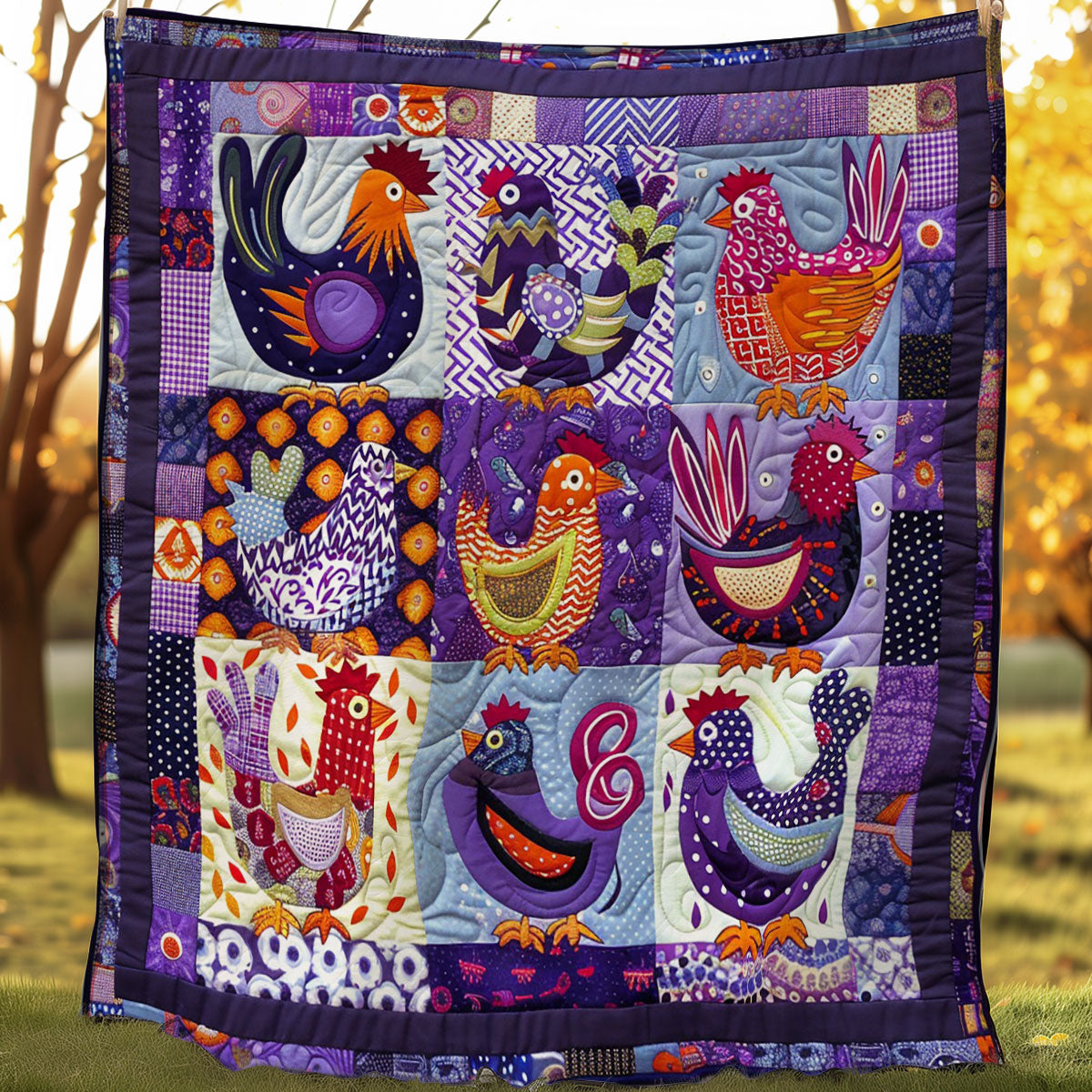 Purple Chickens WM2407007CL Quilt