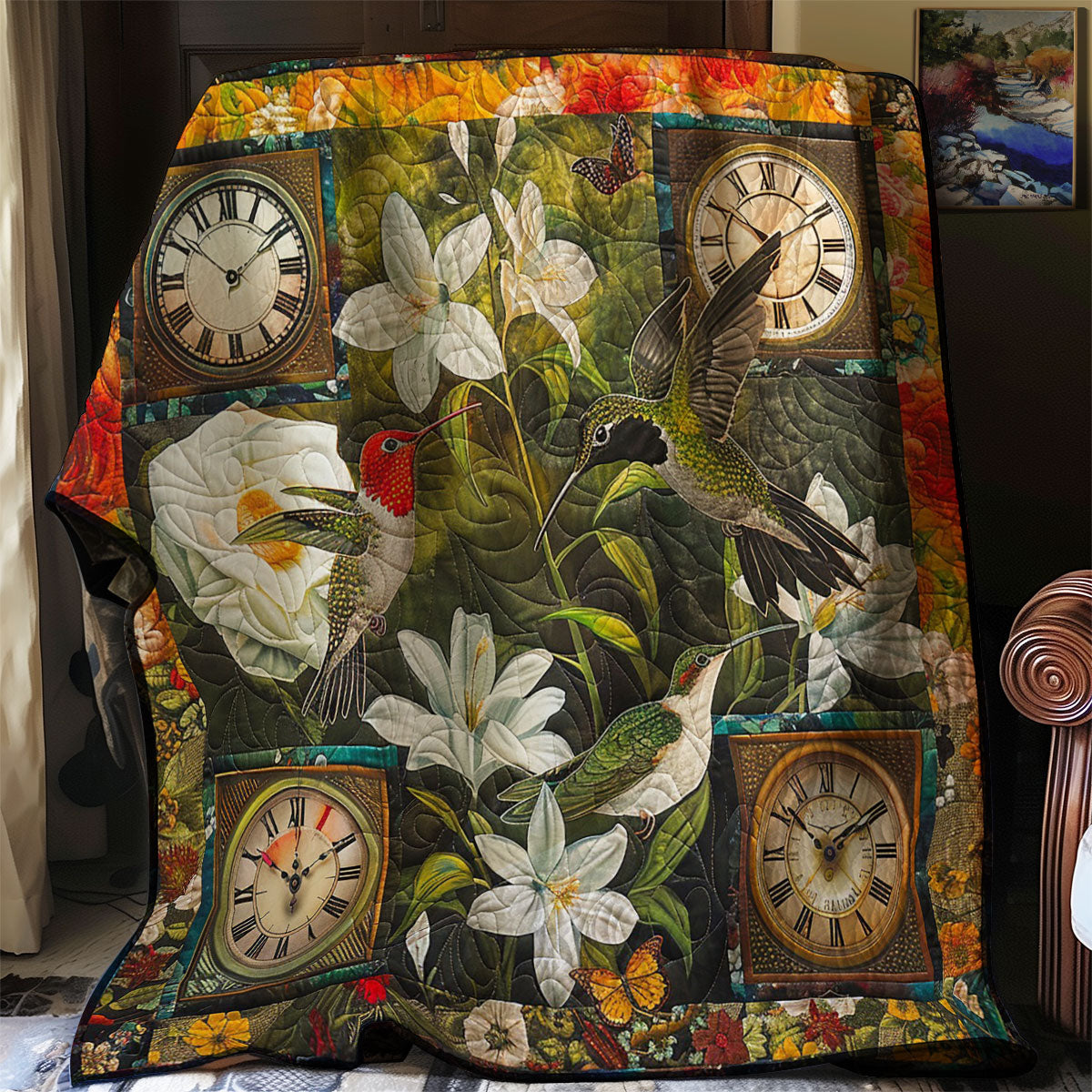 White Time Hummingbirds WM2607001CL Quilt