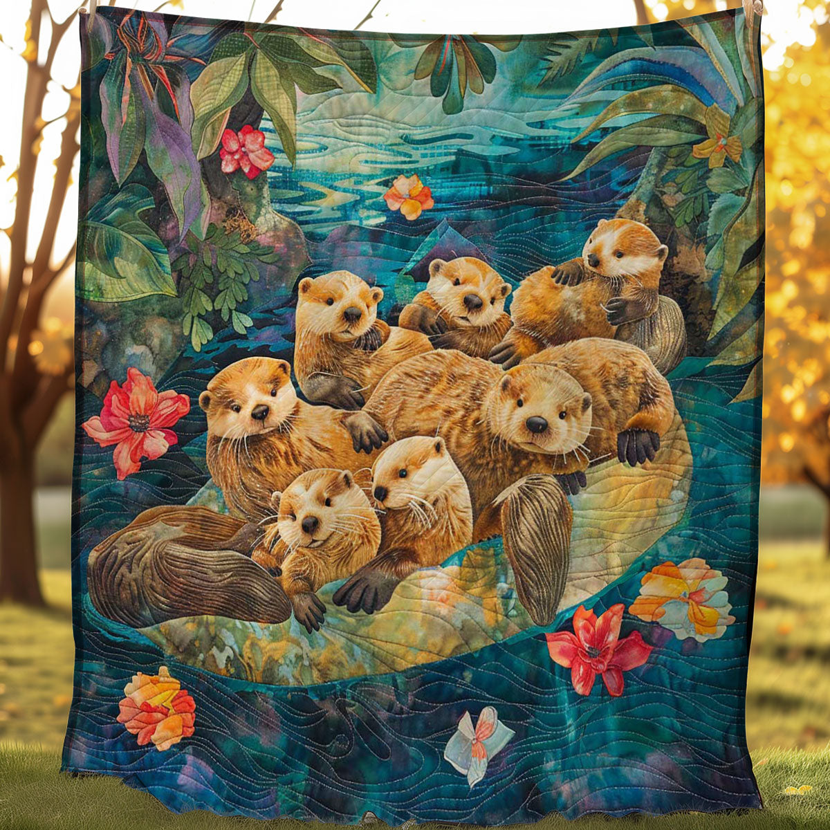 Otter Family Healing WP2907015CL Quilt