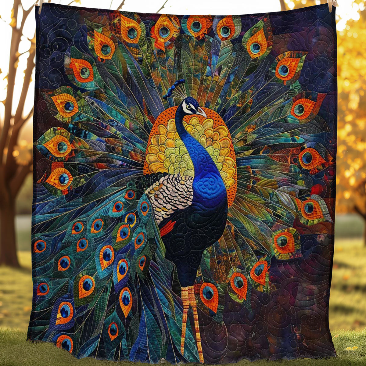 Peacock Tails Portrait WP2907013CL Quilt