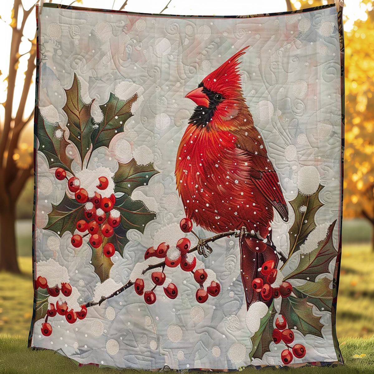 Red Cardinal Holly Berry WP2907024CL Quilt