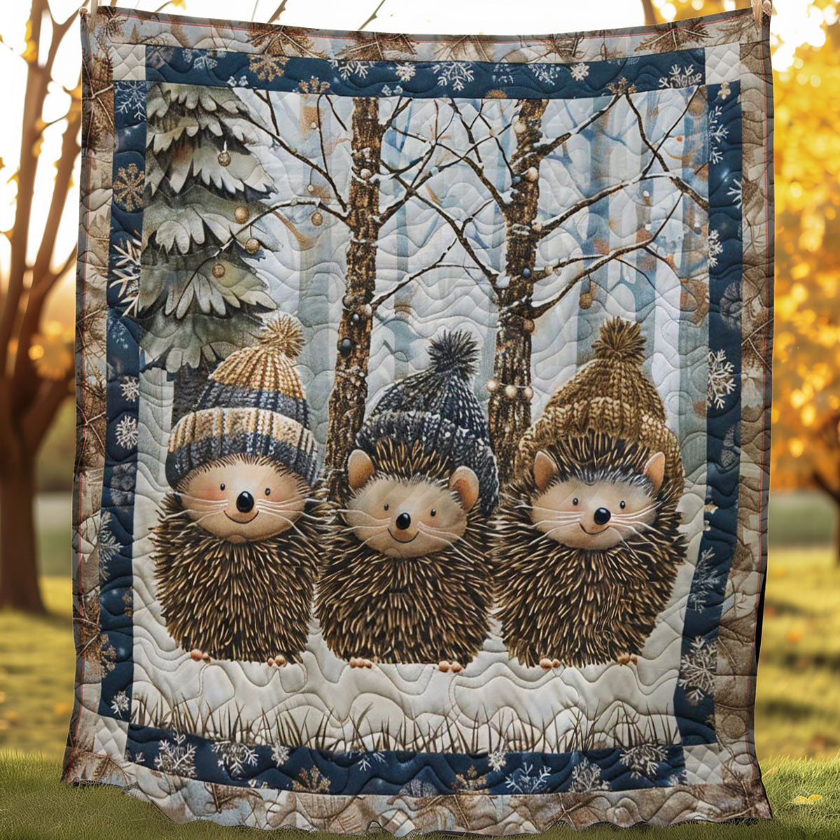 Triple Hedgehogs Wool WP2907014CL Quilt