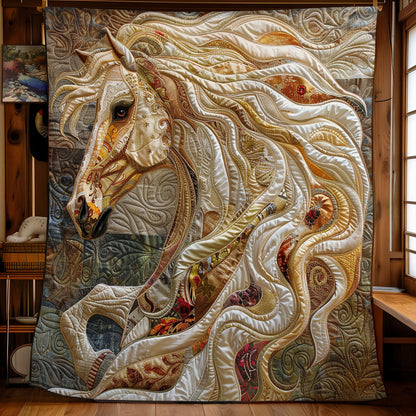 Artistic White Mane's Horse WM2008046CL Quilt