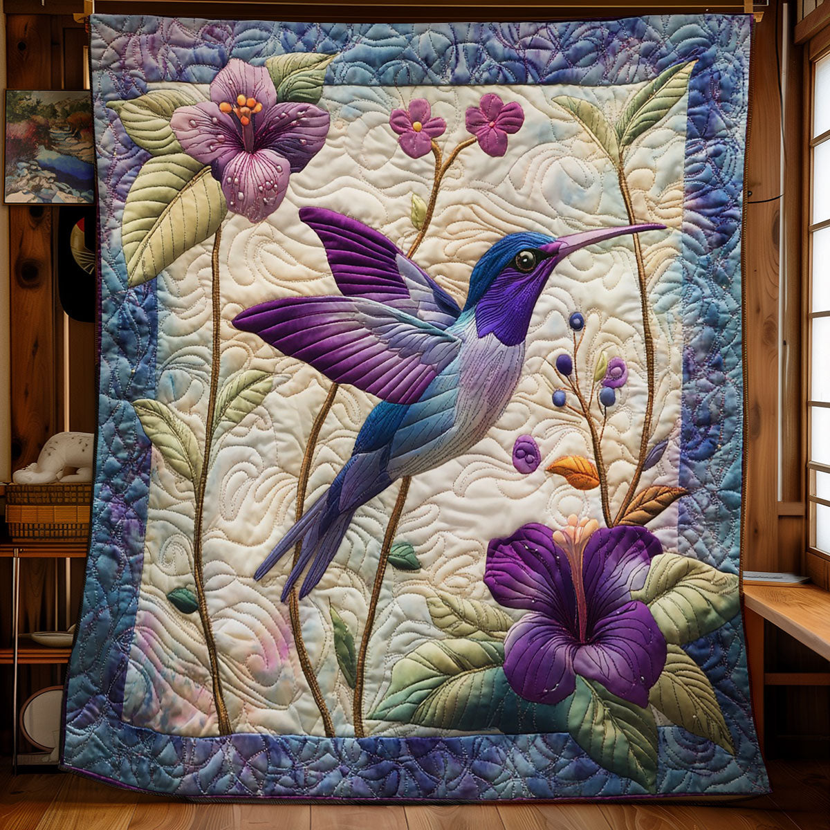 Beautiful Purple Hummingbird WM3008002CL Quilt