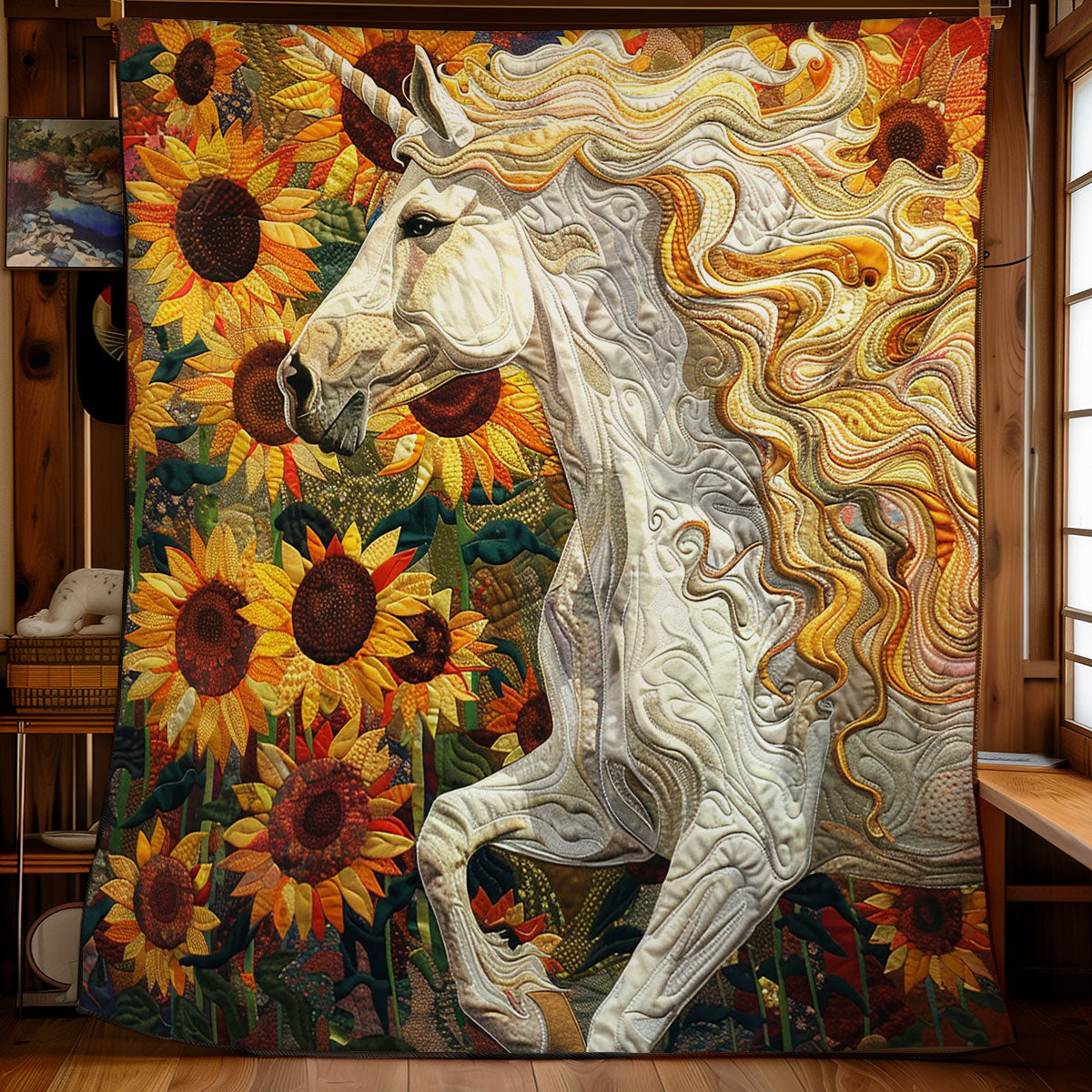 Beautiful White Horse WM0909002CL Quilt