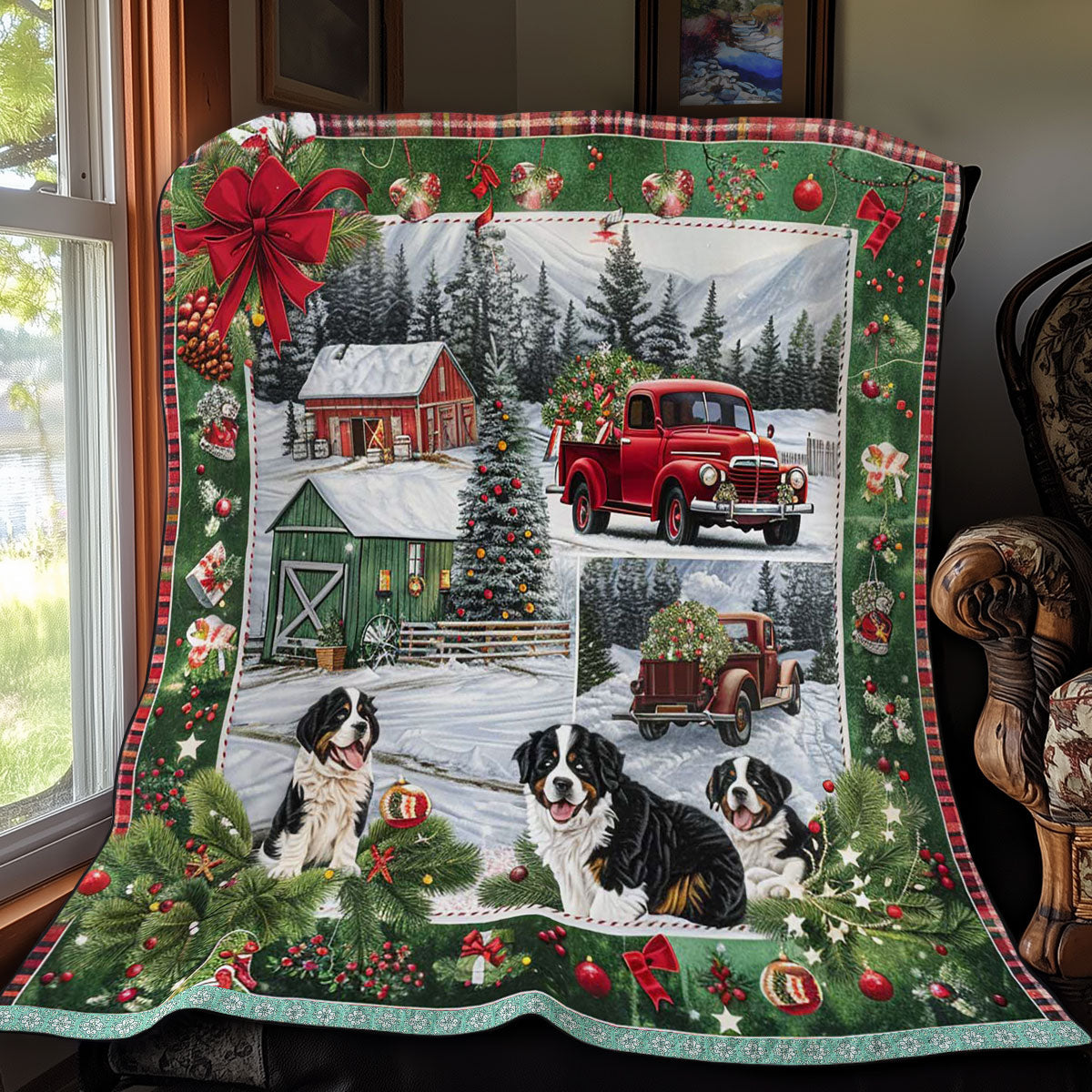 Bernese Mountain Christmas Spirit WN3008012CL Quilt