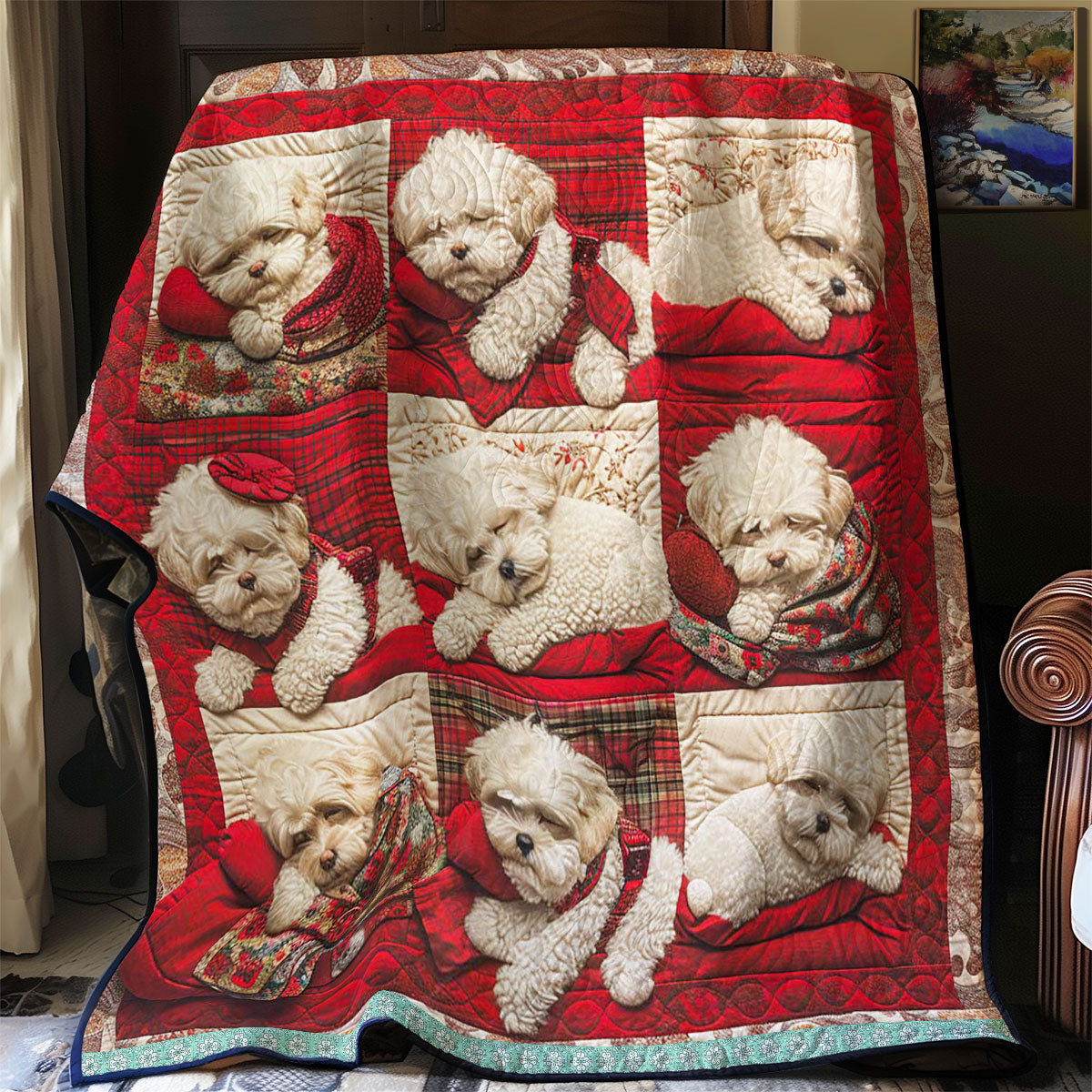 Bichon Frise Sleeping WN1209069CL Quilt